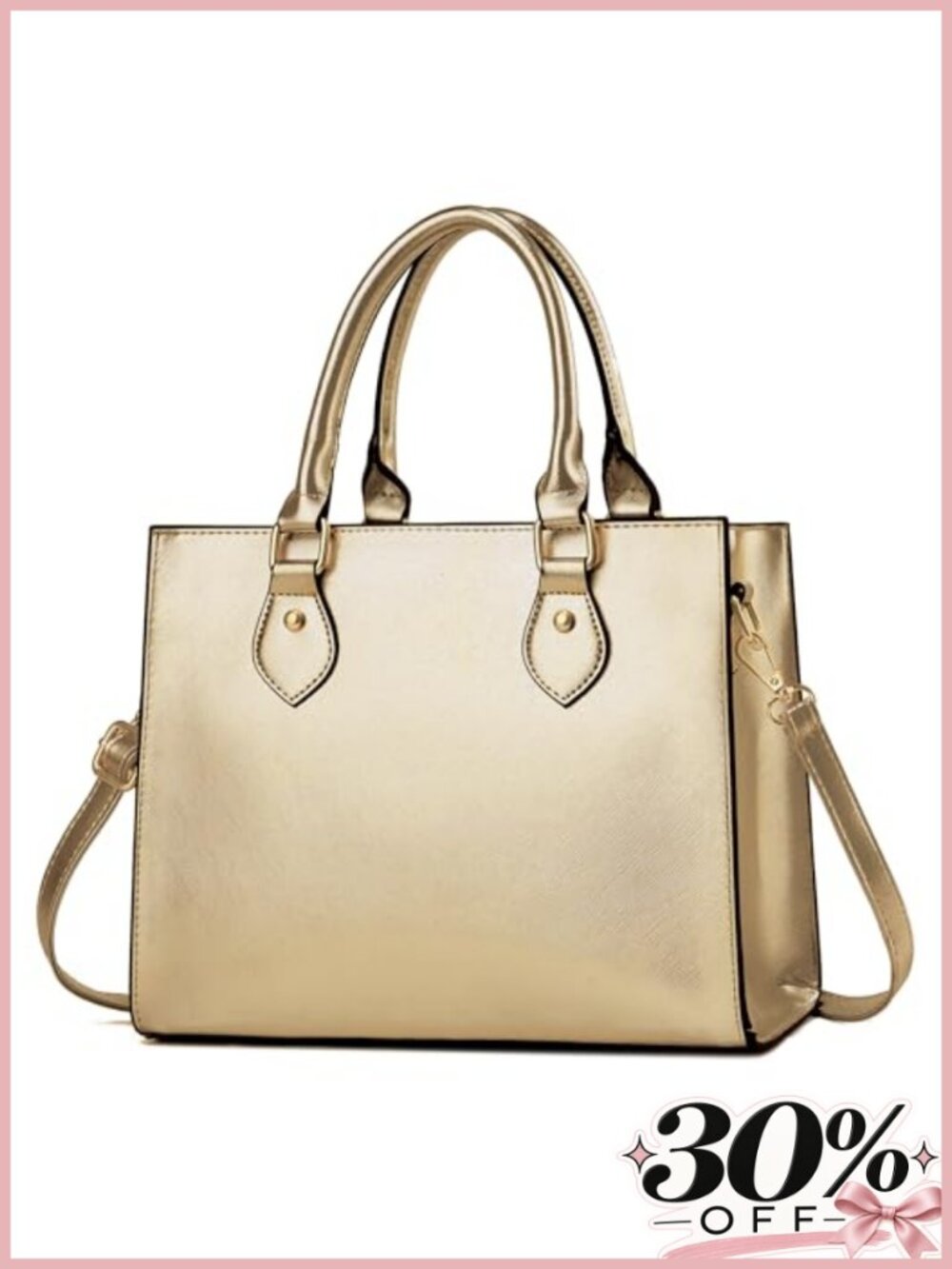 PU Leather Satchel Crossbody Handbag with Adjustable Strap Top Handle Tote